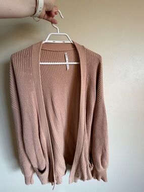 Open-Front Ribbed Cardigan Sweater - Blush Rose from Paper Label
